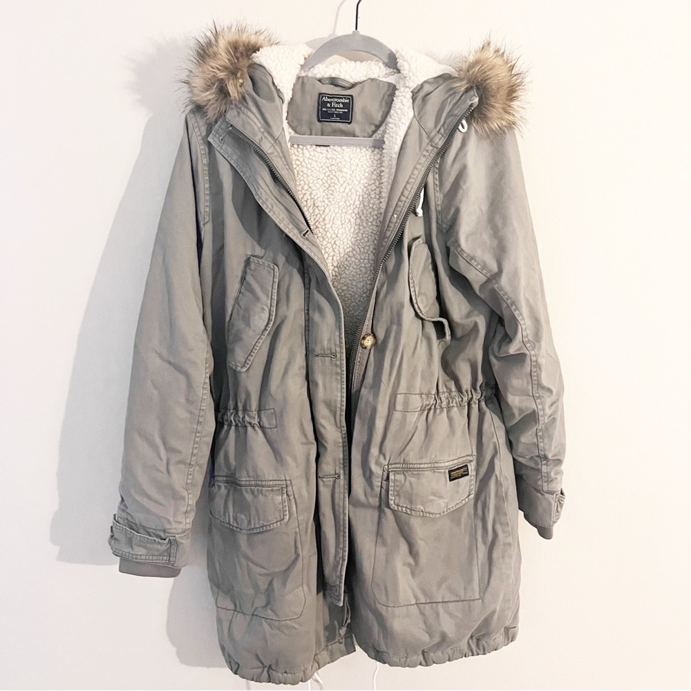 Abercrombie and Fitch Parka Jacket, grey, Large